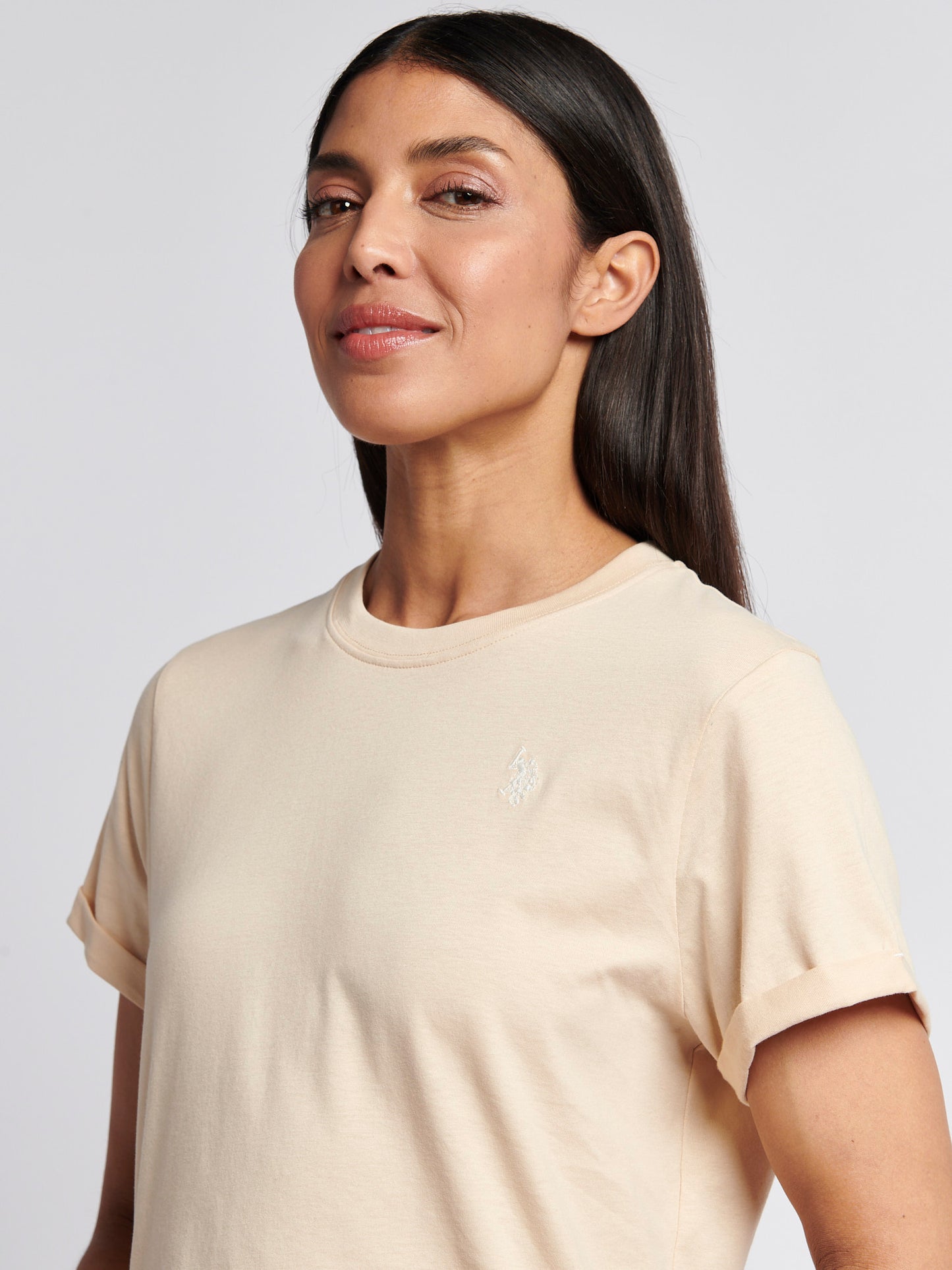 Womens Crew Neck T-Shirt in Smoke Gray