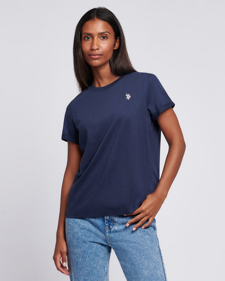 Womens Crew Neck T-Shirt in Navy Iris
