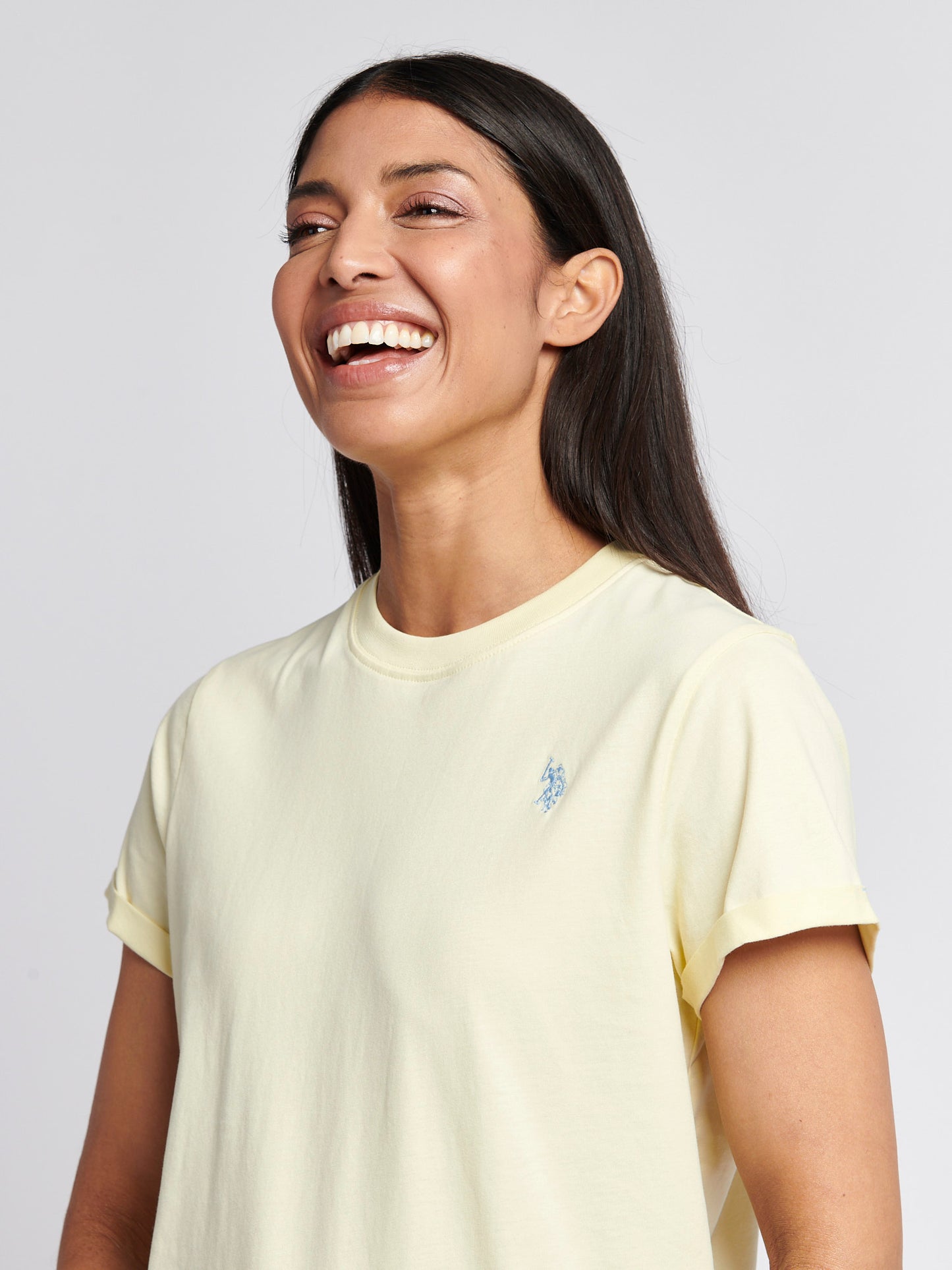 Womens Crew Neck T-Shirt in Pastel Yellow