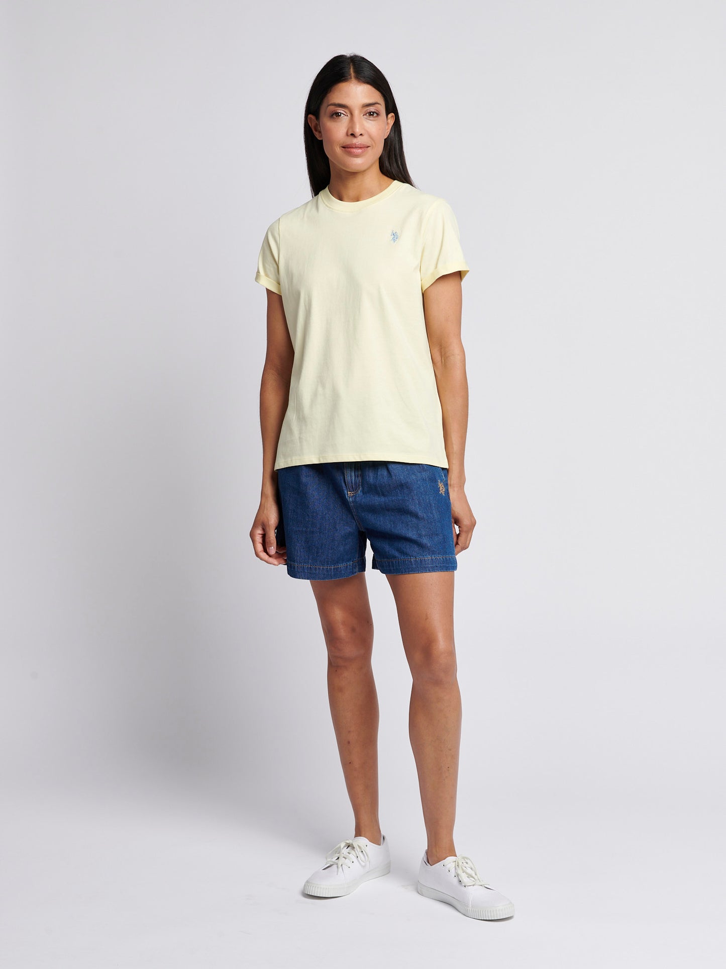 Womens Crew Neck T-Shirt in Pastel Yellow