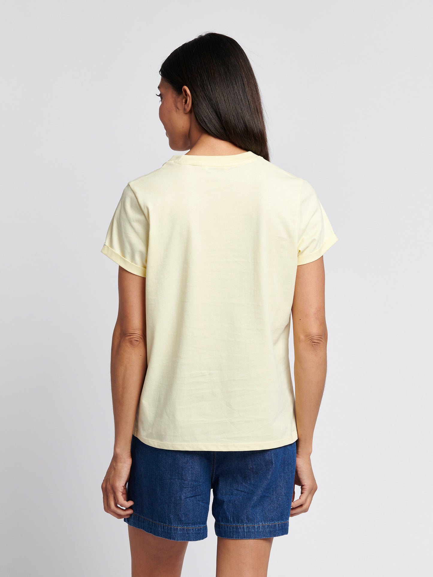 Womens Crew Neck T-Shirt in Pastel Yellow