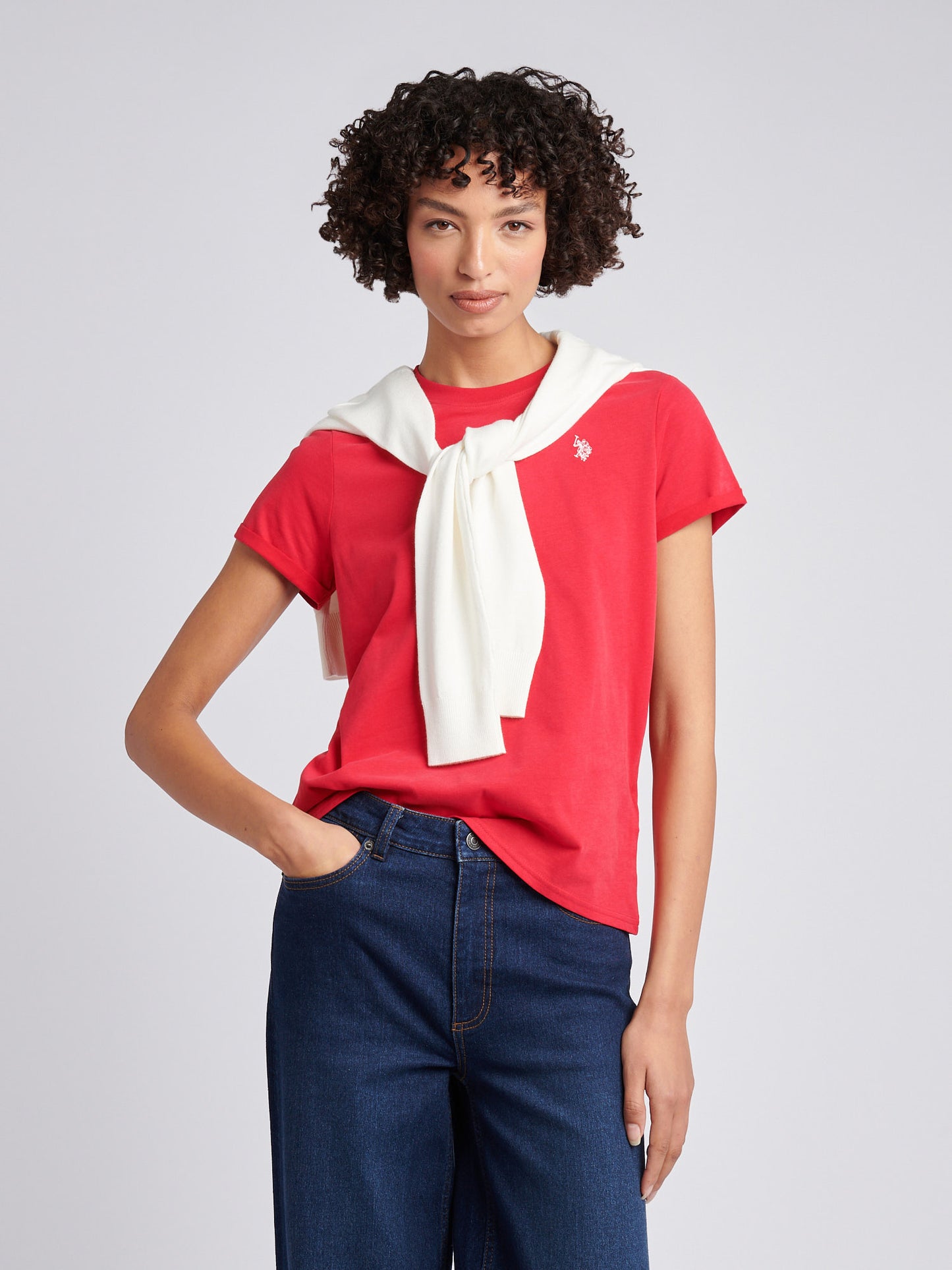 Womens Crew Neck T-Shirt in Jalapeno Red