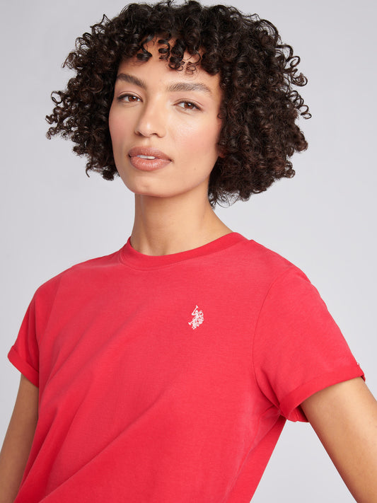 Womens Crew Neck T-Shirt in Jalapeno Red