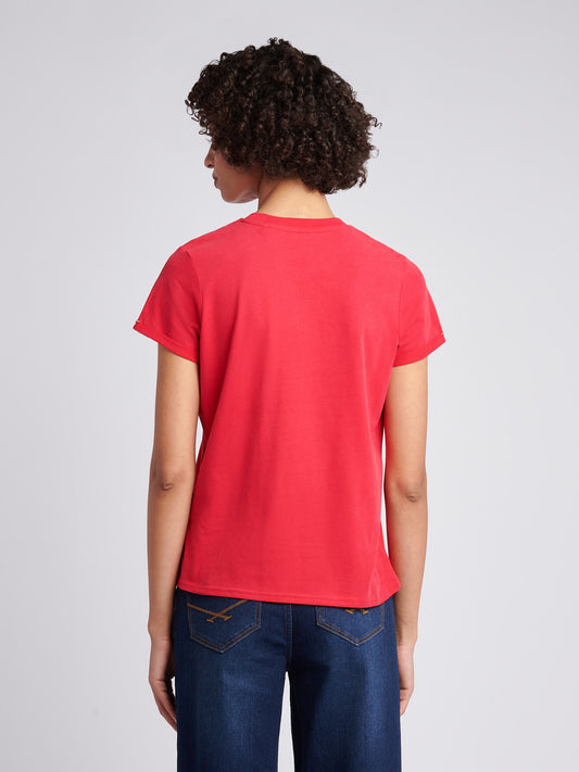 Womens Crew Neck T-Shirt in Jalapeno Red