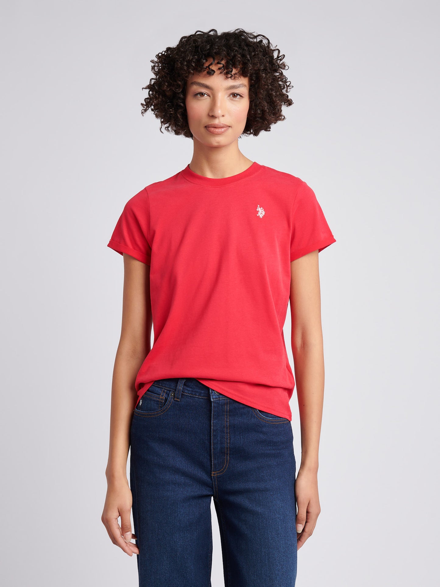 Womens Crew Neck T-Shirt in Jalapeno Red
