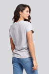 Womens Crew Neck Double Horsemen T-Shirt in Pearl Grey Marl
