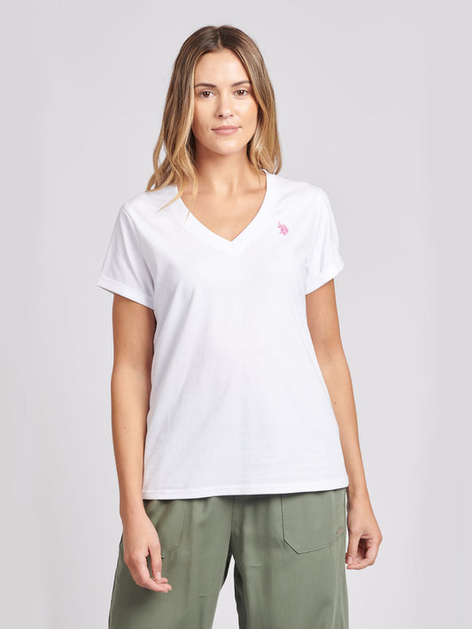 Womens V-Neck T-Shirt Bright White