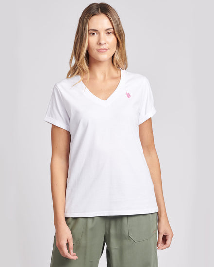 Womens V-Neck T-Shirt Bright White