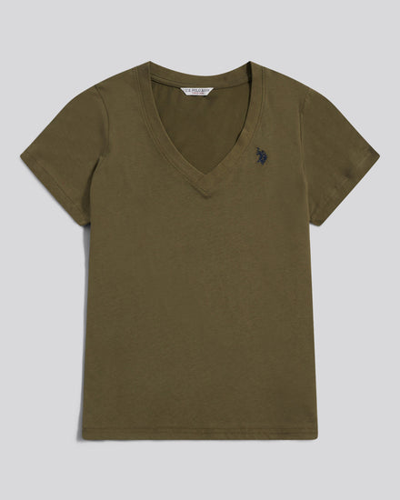 Womens V-Neck T-Shirt in Kalamata Green