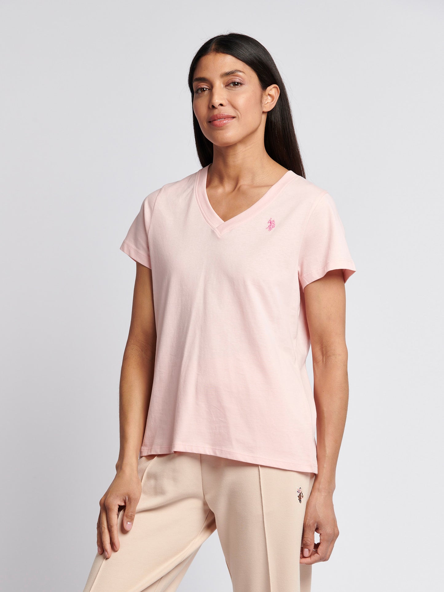 Womens V-Neck T-Shirt in Crystal Rose