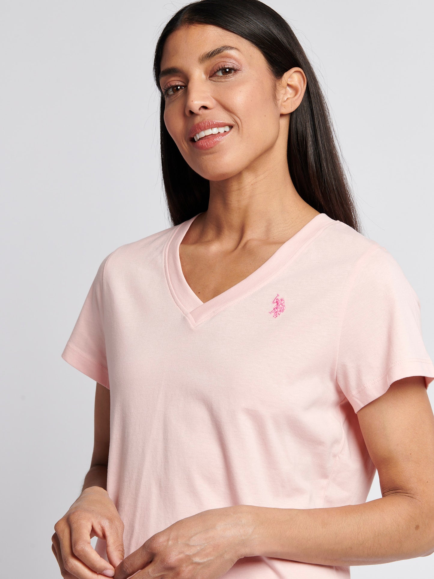 Womens V-Neck T-Shirt in Crystal Rose