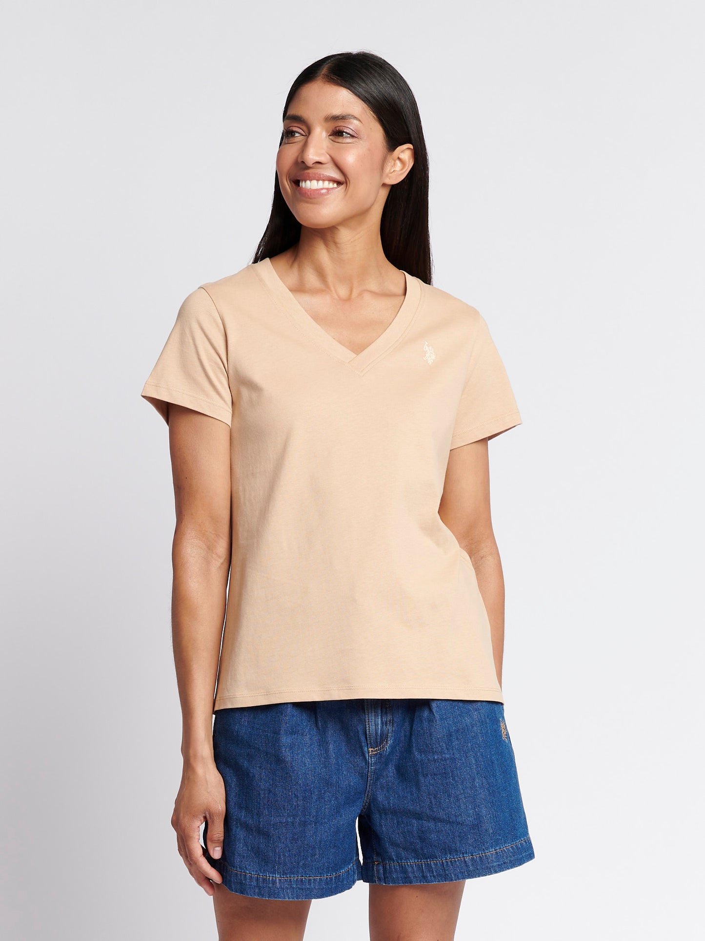 Womens V-Neck T-Shirt in Cuban Sand