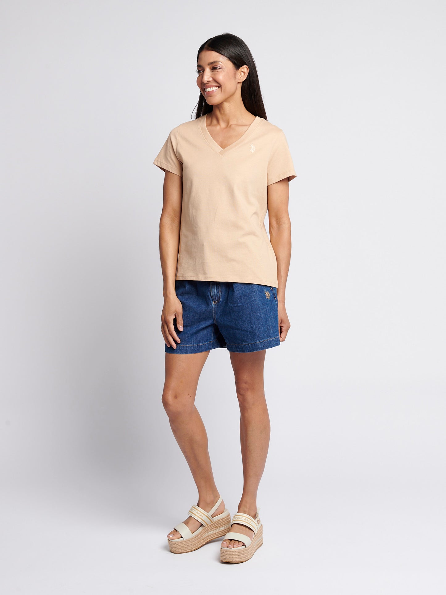 Womens V-Neck T-Shirt in Cuban Sand