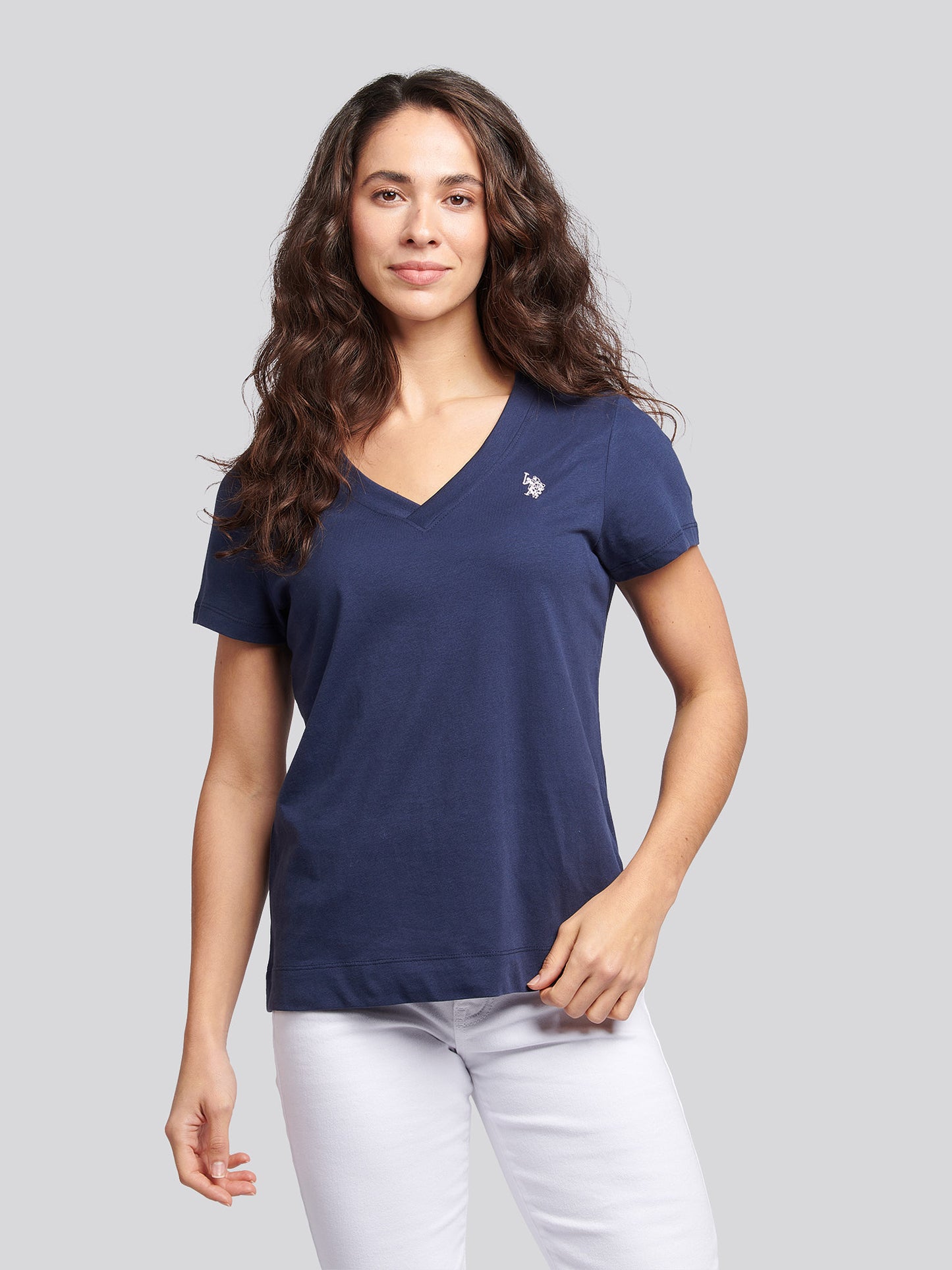 Womens V-Neck T-Shirt in Navy Iris