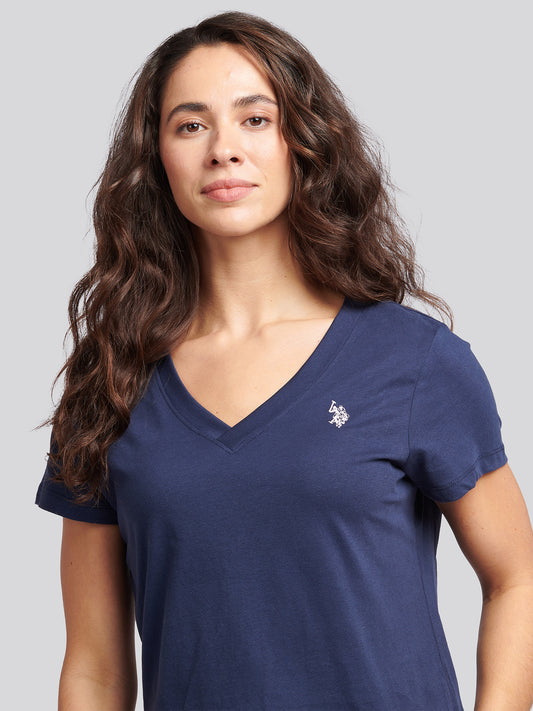 Womens V-Neck T-Shirt in Navy Iris