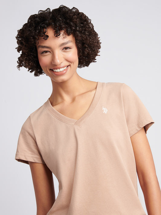 Womens V-Neck T-Shirt in Natural