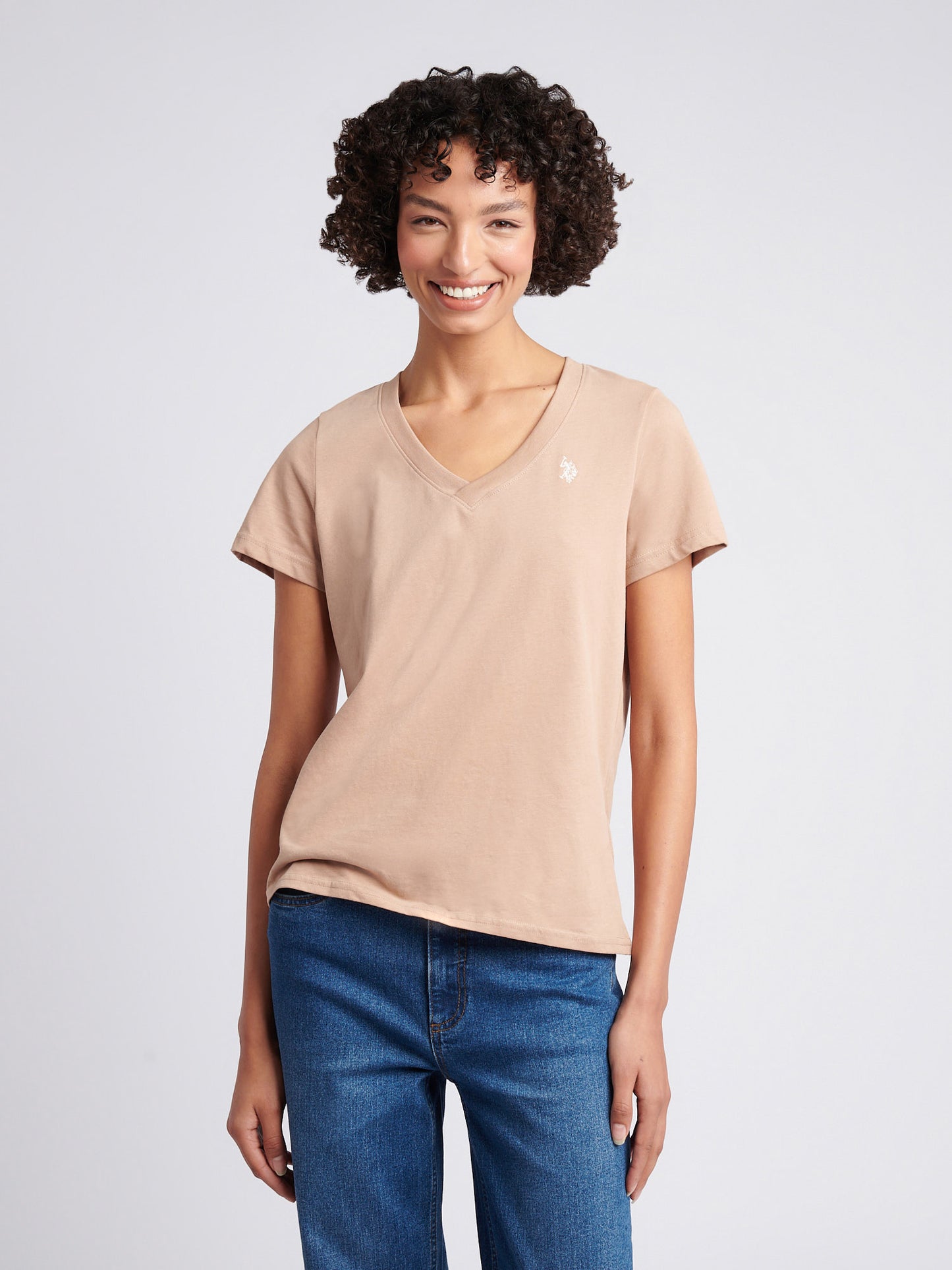 Womens V-Neck T-Shirt in Natural