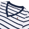 Womens Slub Stripe V-Neck T-Shirt in Navy Iris