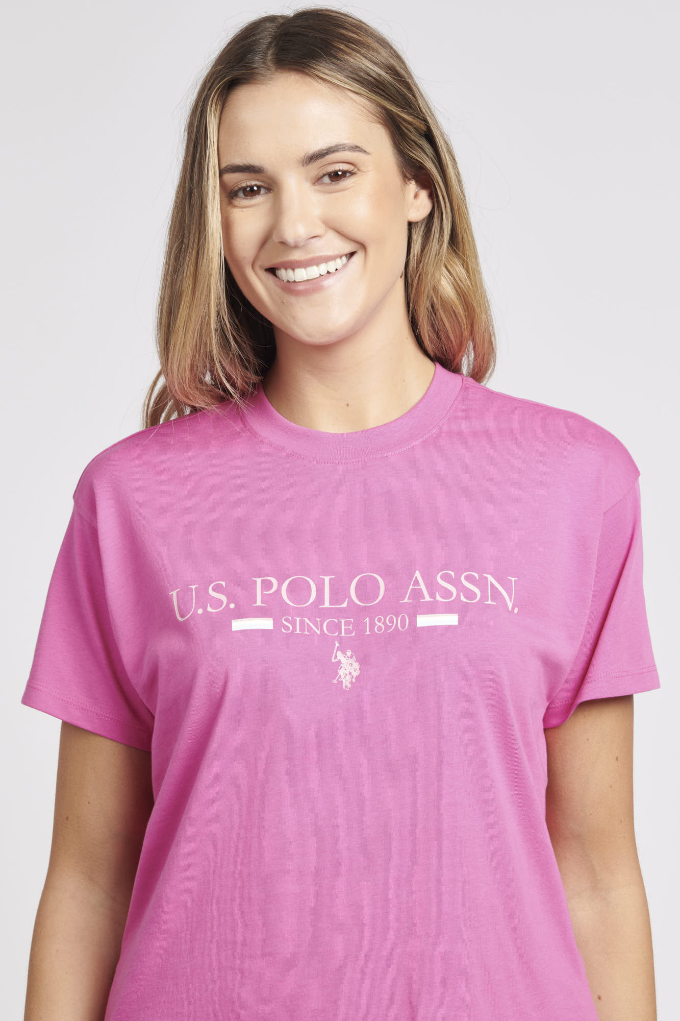 Womens Cropped USPA Logo T-Shirt in Cone Flower