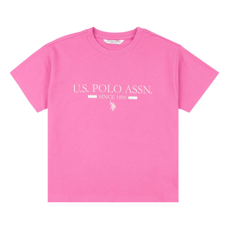 Womens Cropped USPA Logo T-Shirt in Cone Flower
