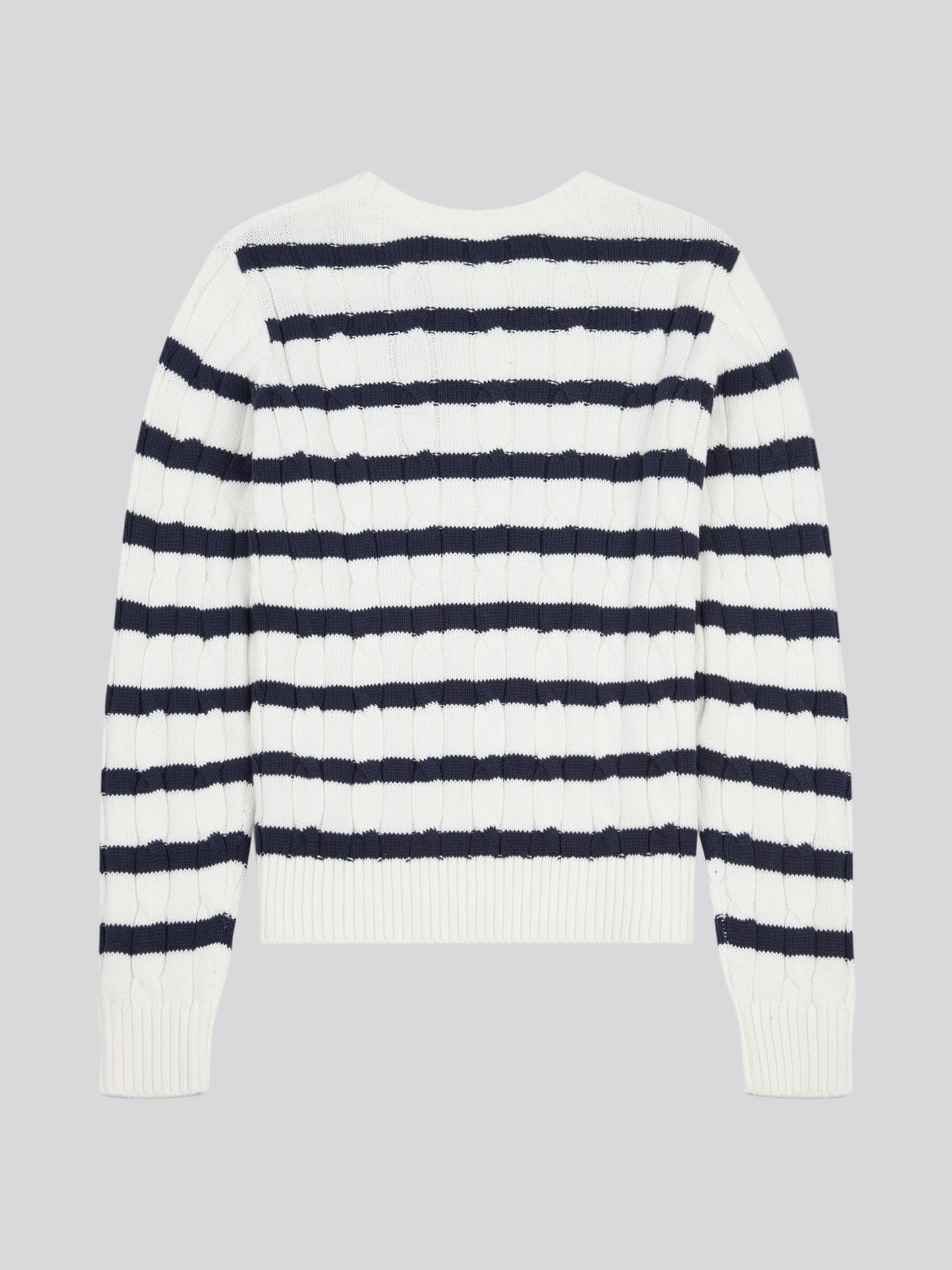 Women Thin Stripe Cable Knit Jumper in Bright White