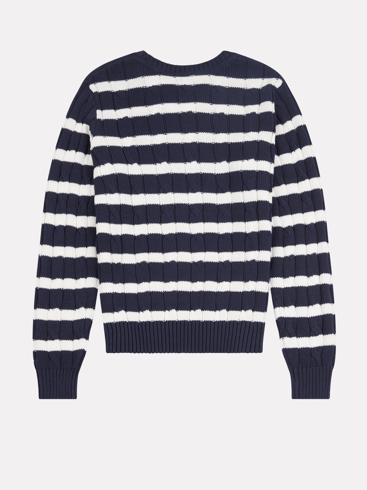 Women Thin Stripe Cable Knit Jumper in Navy Iris