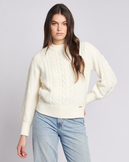 Womens Multi Cable Knit Jumper in Egret