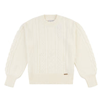 Womens Multi Cable Knit Jumper in Egret