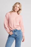 Womens Multi Cable Knit Jumper in Silver Pink