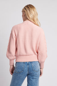 Womens Multi Cable Knit Jumper in Silver Pink