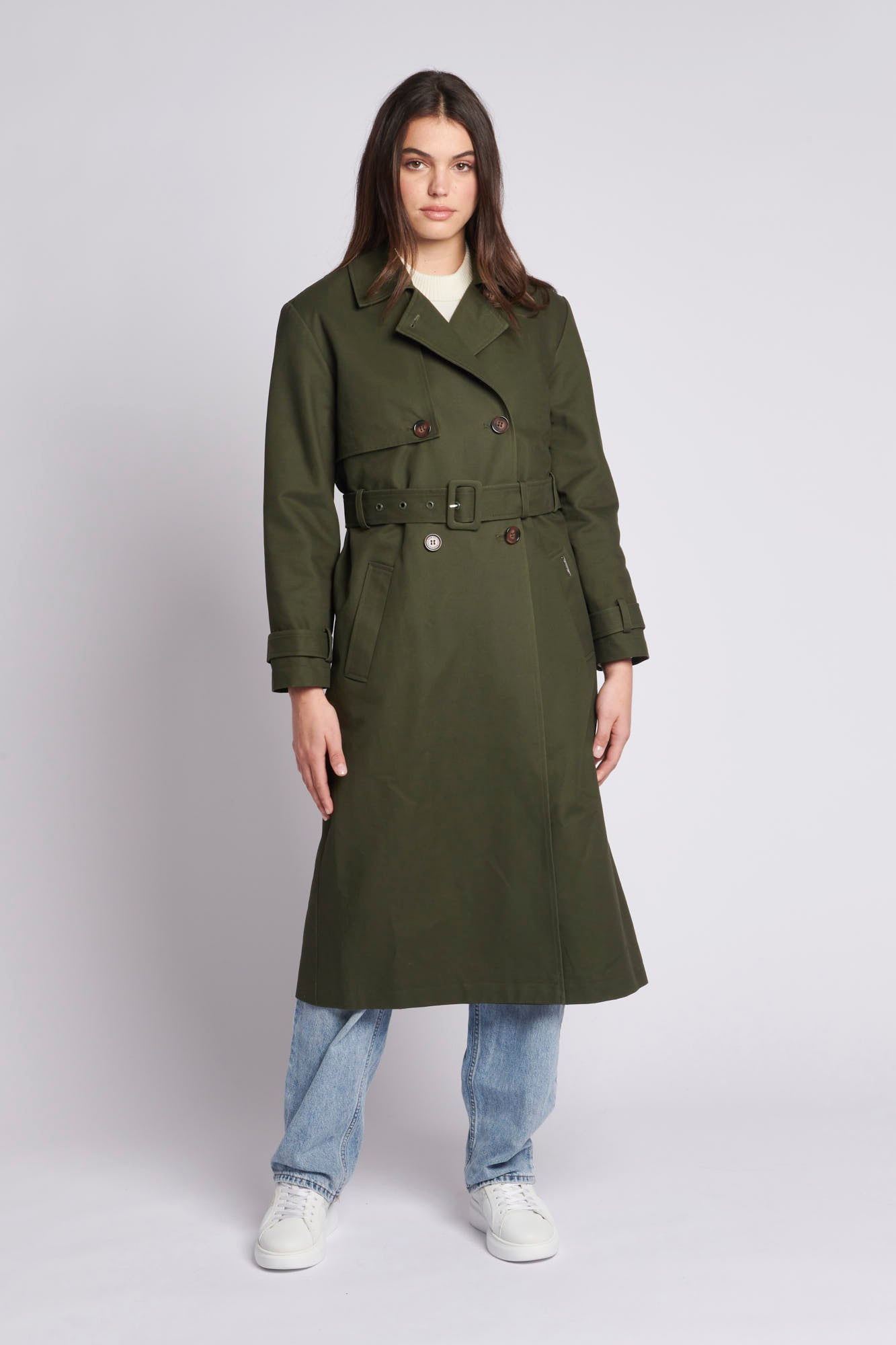 Womens Trench Coat in Forest Night