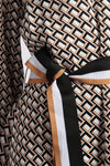 Womens Tri Stripe Print Midi Dress in Egret