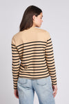 Womens Stripe Long Sleeve T-Shirt With Tipping in Sesame