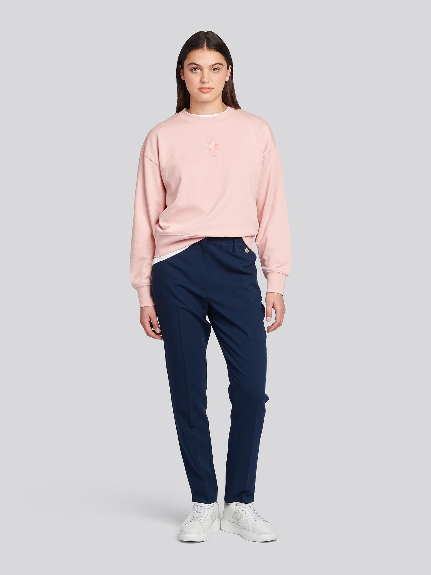 Womens Large Tonal Double Horsemen Sweatshirt in Silver Pink