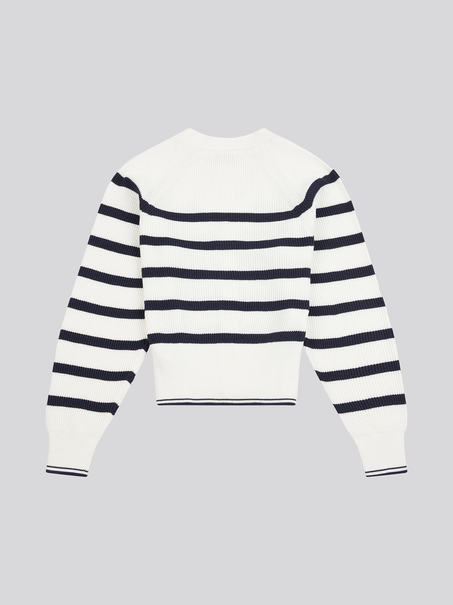 Womens Stripe Cropped Rib Cardigan in Marshmallow