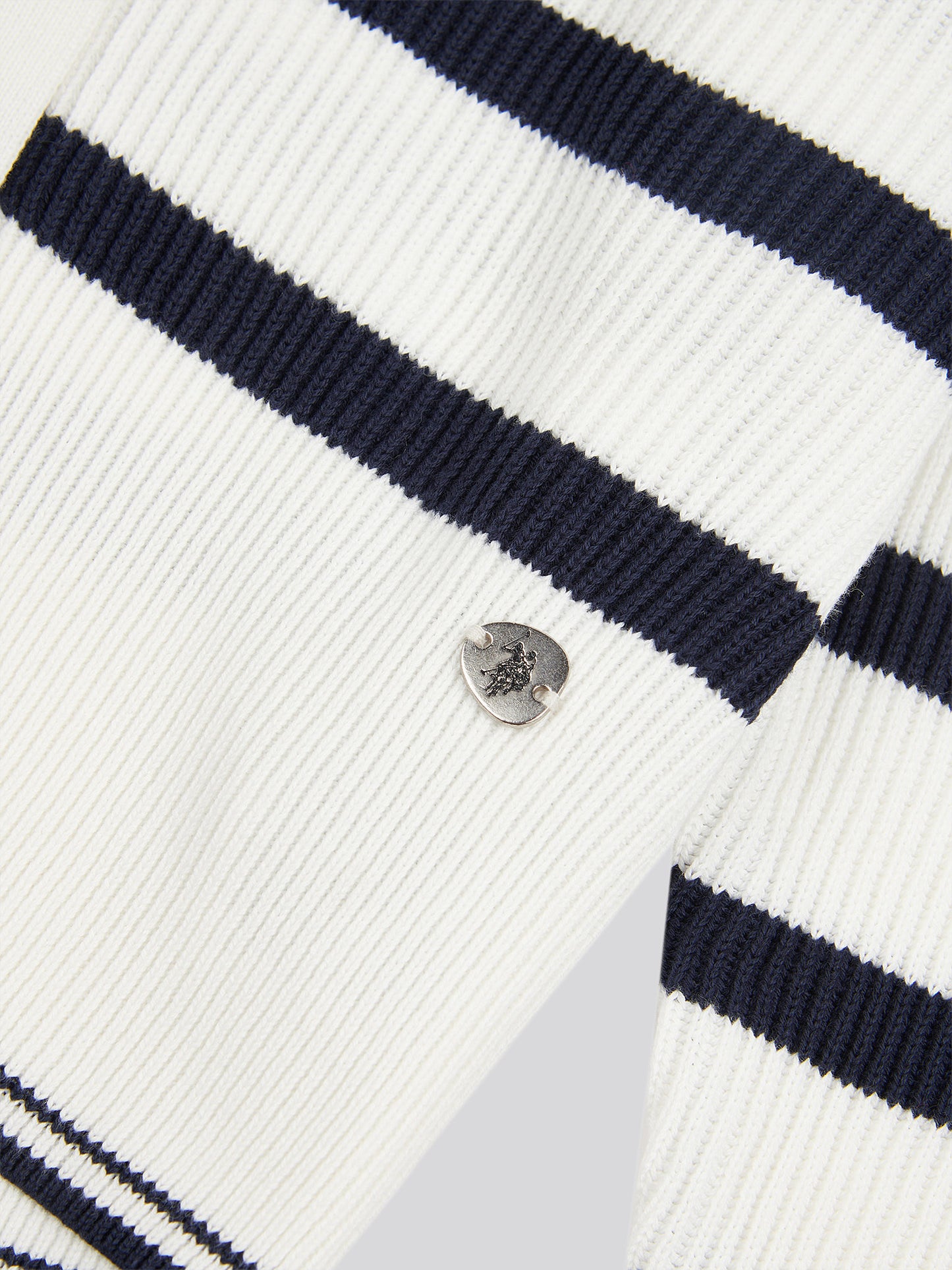 Womens Stripe Cropped Rib Cardigan in Marshmallow