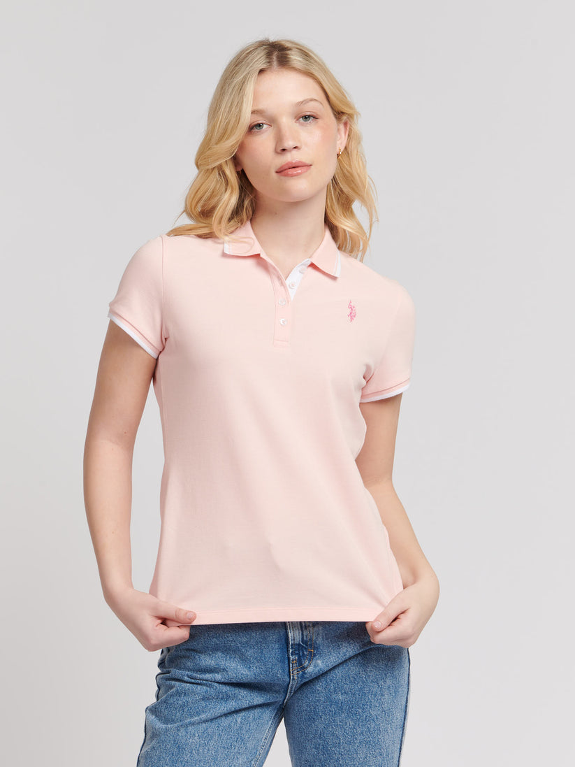 Womens Regular Fit Pique Polo Shirt in Crystal Rose – U.S. Polo Assn. UK