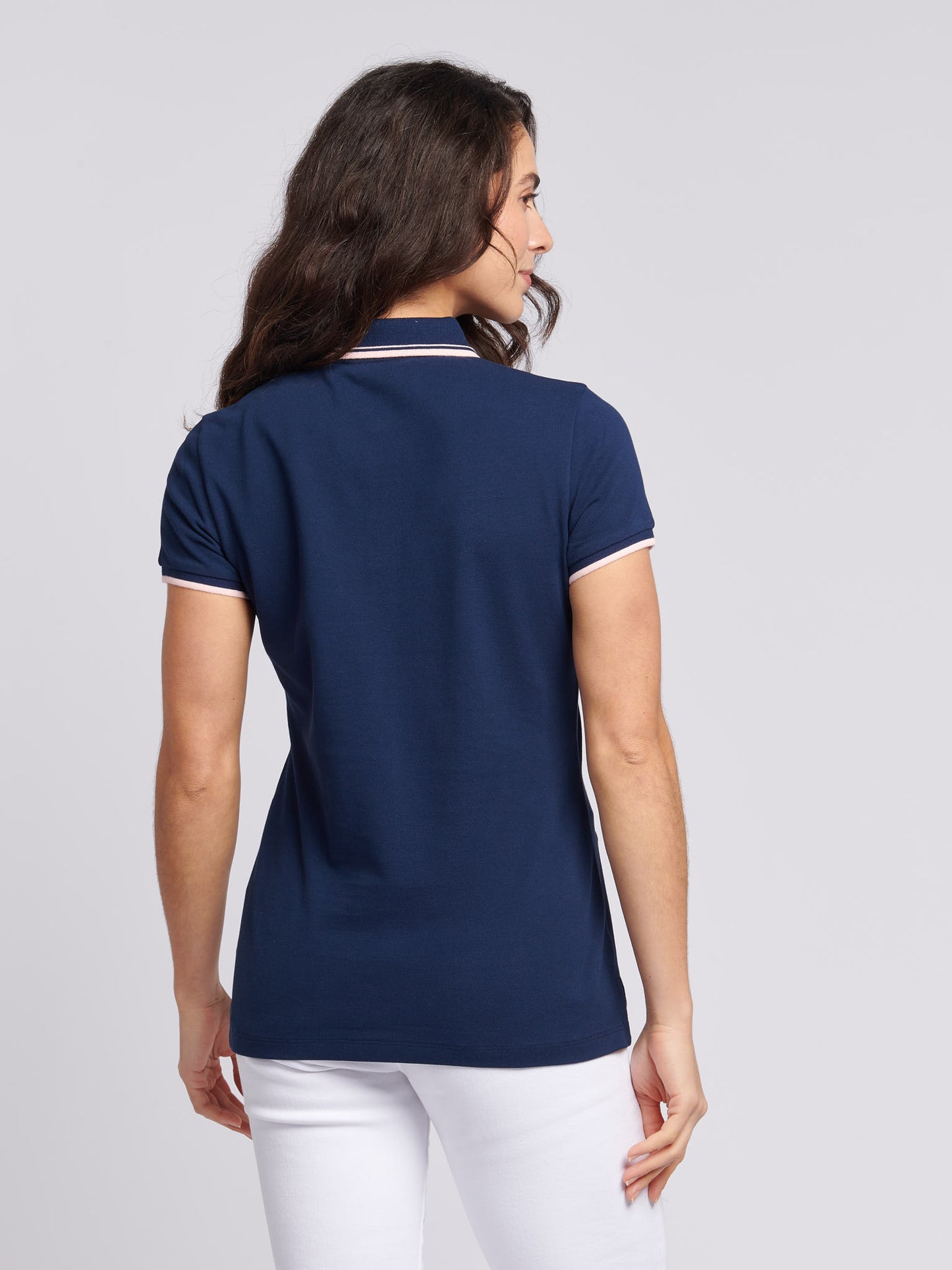 Womens Regular Fit Pique Polo Shirt in Navy Iris