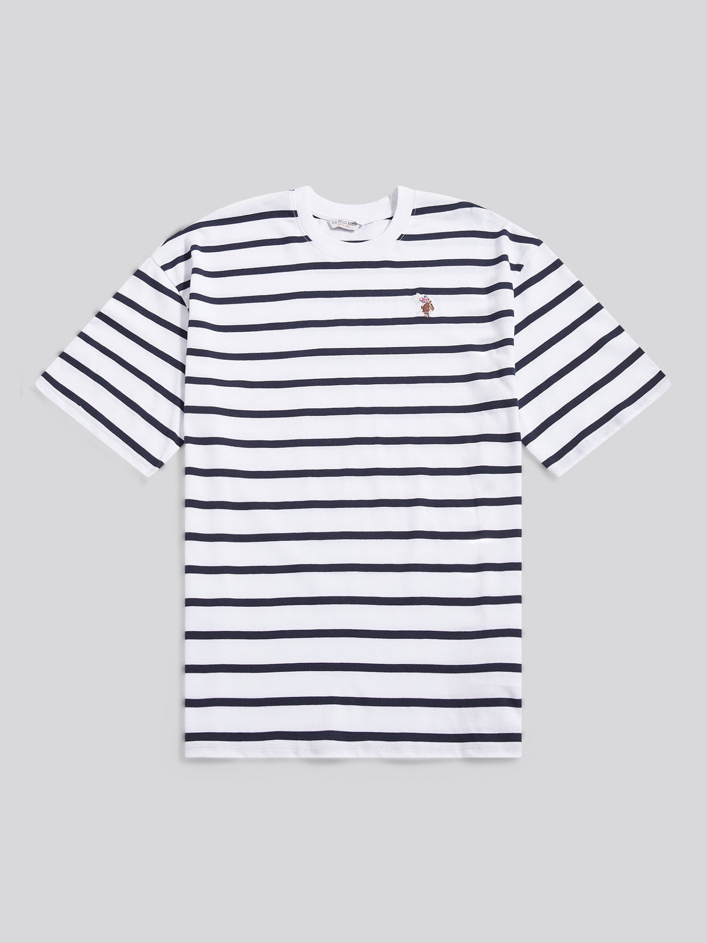 Womens Tri-Stripe Oversized T-Shirt in Navy Blue