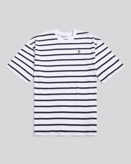 Womens Tri-Stripe Oversized T-Shirt in Navy Blue