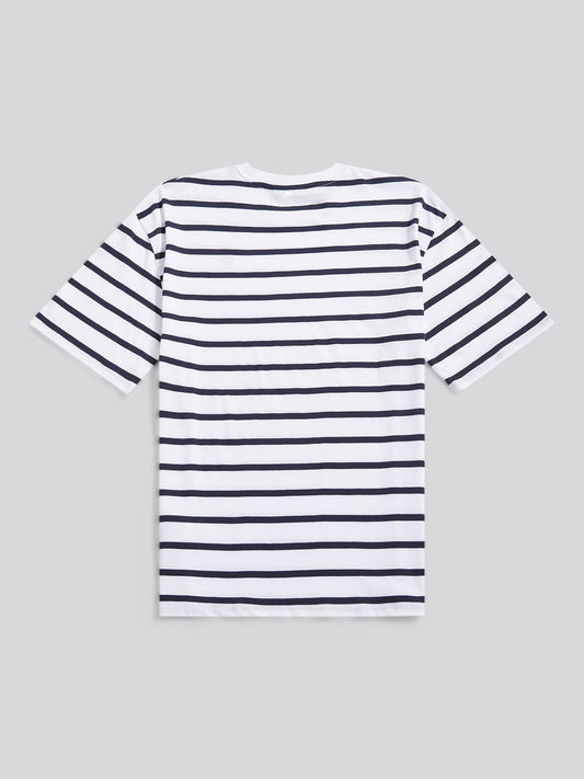 Womens Tri-Stripe Oversized T-Shirt in Navy Blue