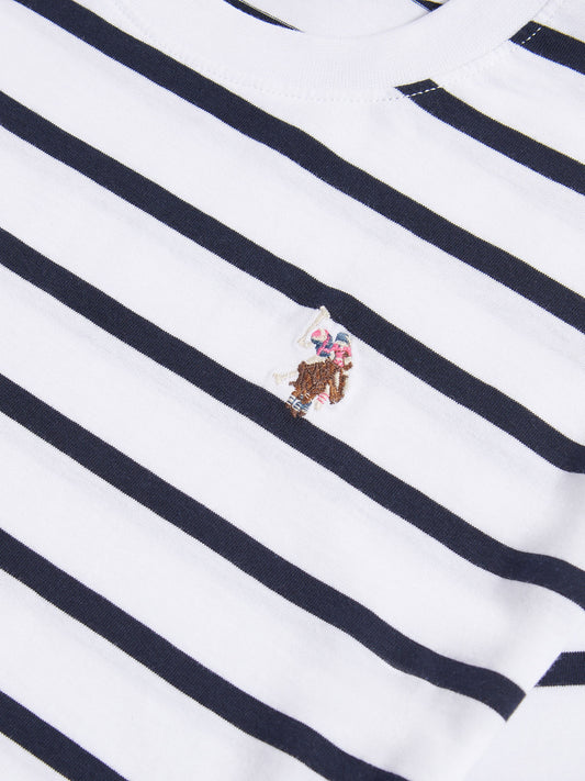 Womens Tri-Stripe Oversized T-Shirt in Navy Blue