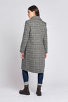 Womens Check Double Breasted Crombie Coat in Black