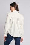 Womens Cord Ruffle Neck Shirt in Egret