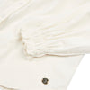Womens Cord Ruffle Neck Shirt in Egret