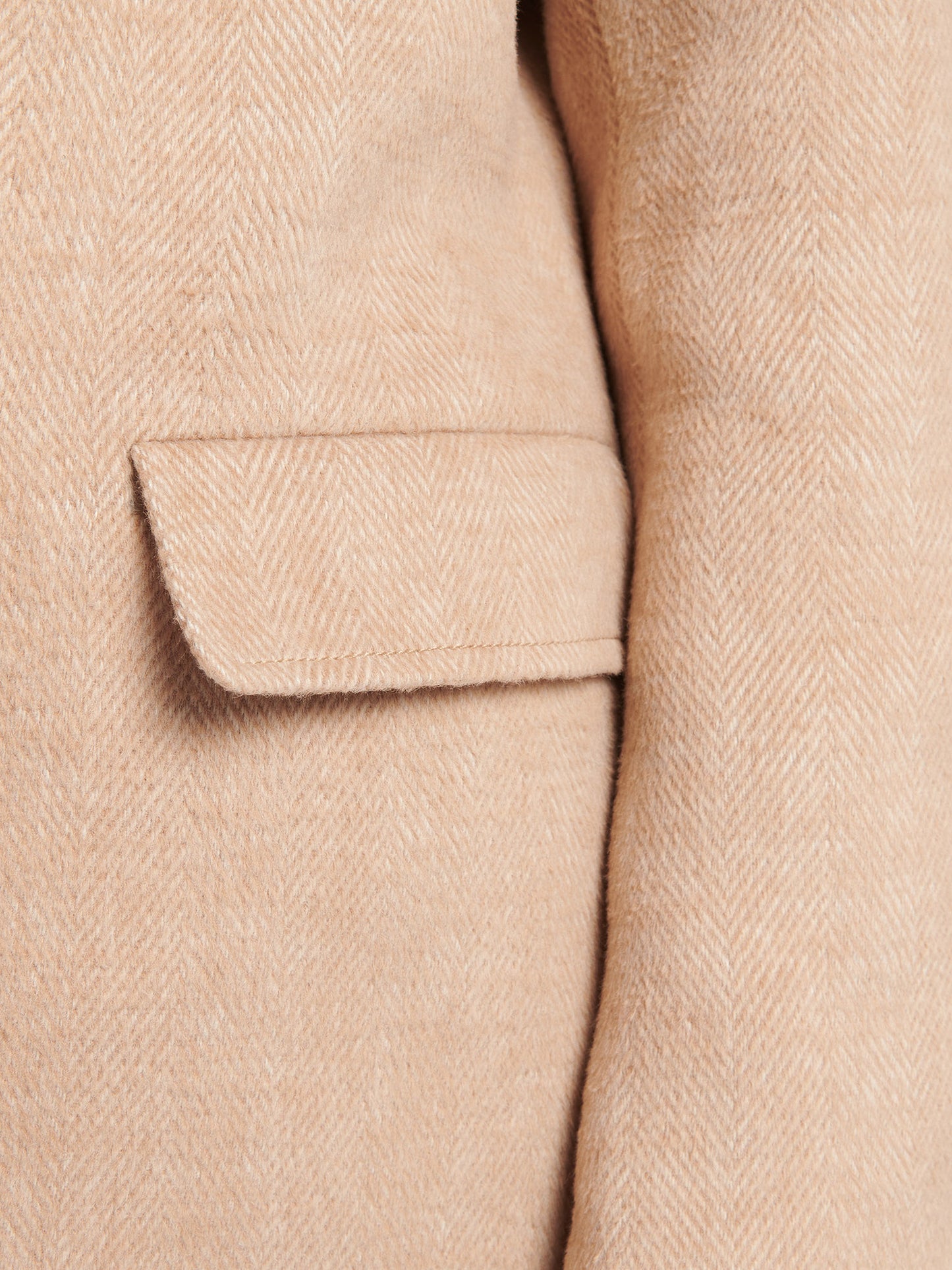 Womens Herringbone Double Breasted Coat in Pecan Brown