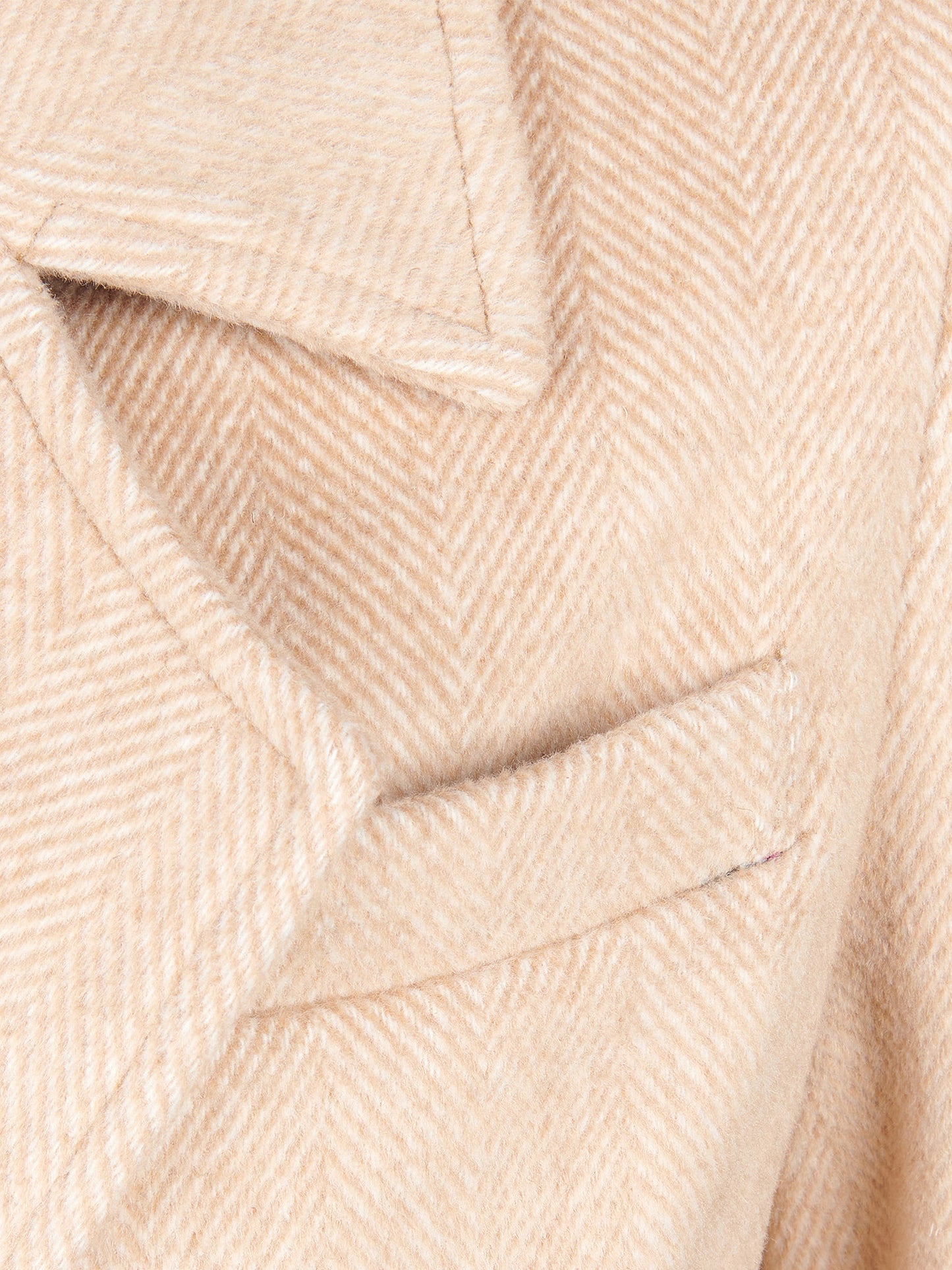Womens Herringbone Double Breasted Coat in Pecan Brown