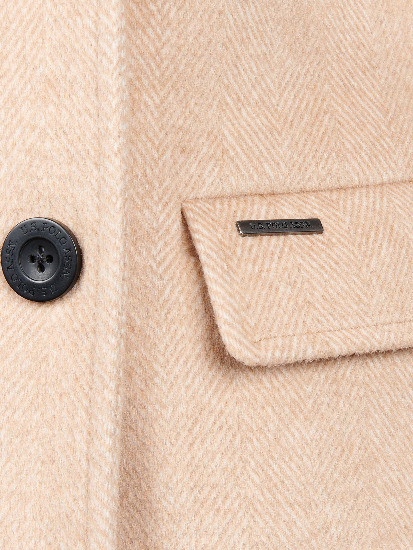 Womens Herringbone Double Breasted Coat in Pecan Brown
