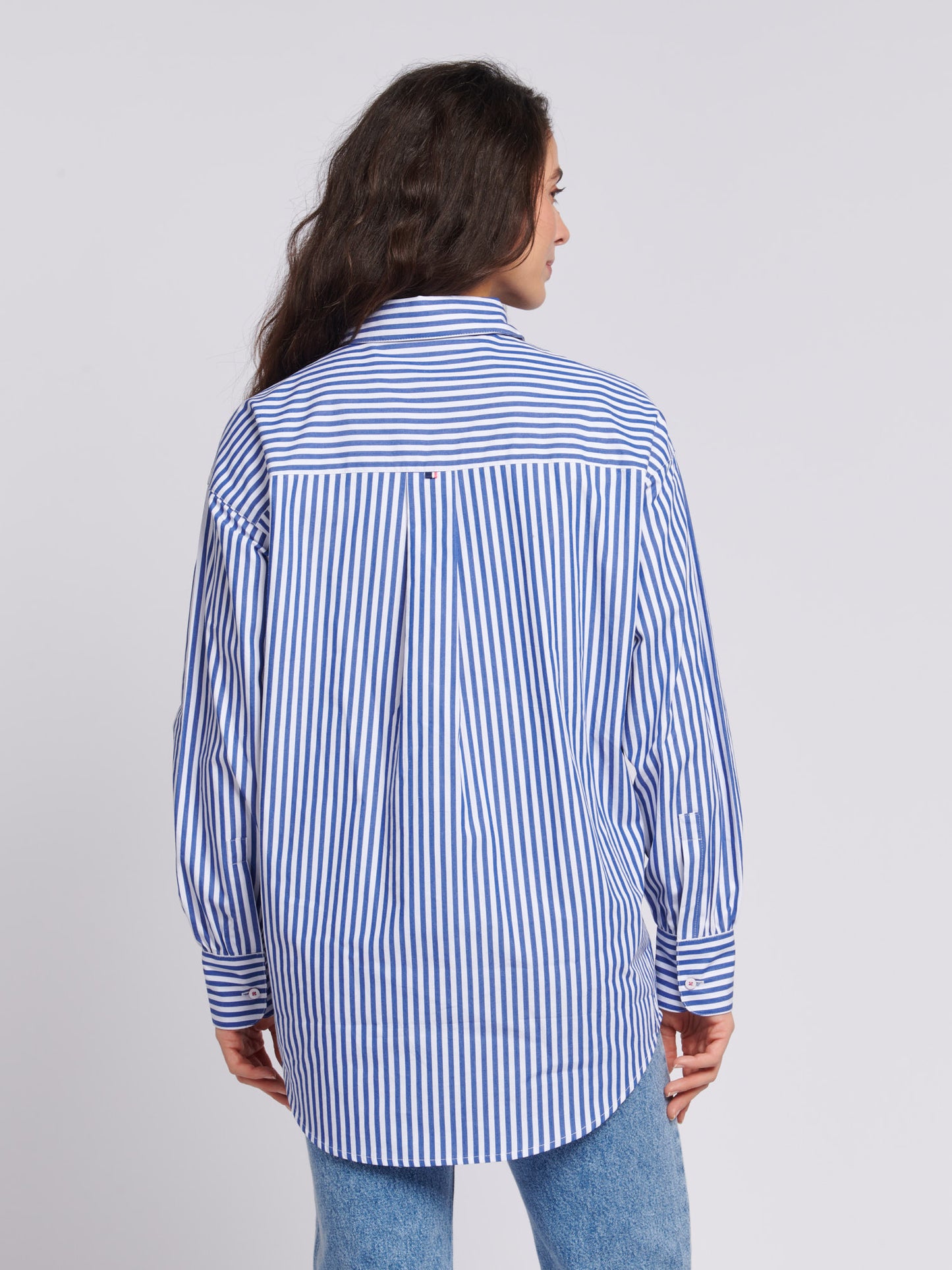 Womens Loose Fit Striped Shirt in Regatta Blue