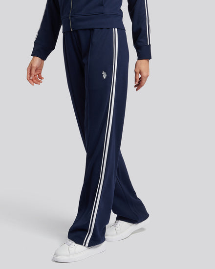 Womens Stripe Trim Flare Joggers in Navy Iris